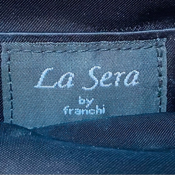 La Sera by Franchi black élégant handbag w/coin purse closure bedazzled top - Picture 7 of 8